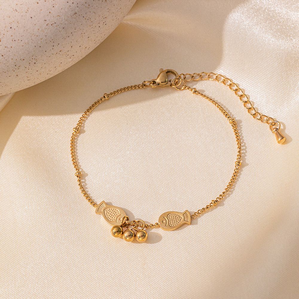 MYKI Gold-Plated Fish Charm Bracelet(MKBRAD844G-SSYI)