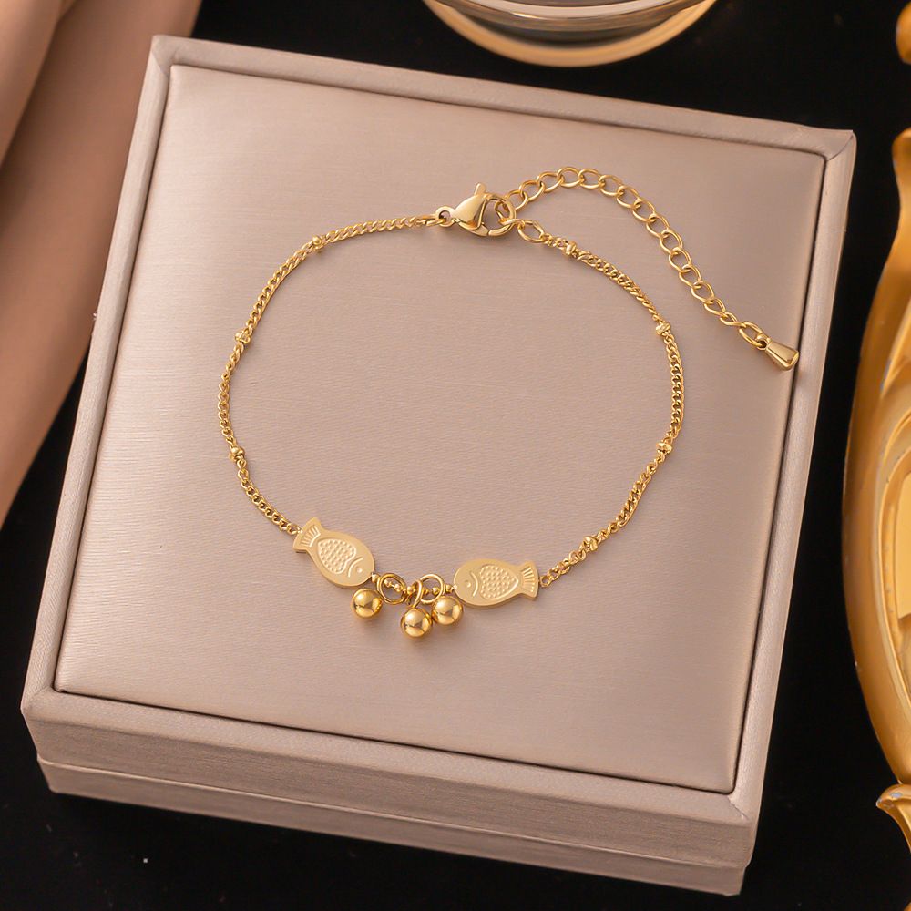 MYKI Gold-Plated Fish Charm Bracelet(MKBRAD844G-SSYI)