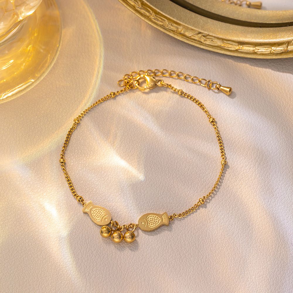 MYKI Gold-Plated Fish Charm Bracelet(MKBRAD844G-SSYI)