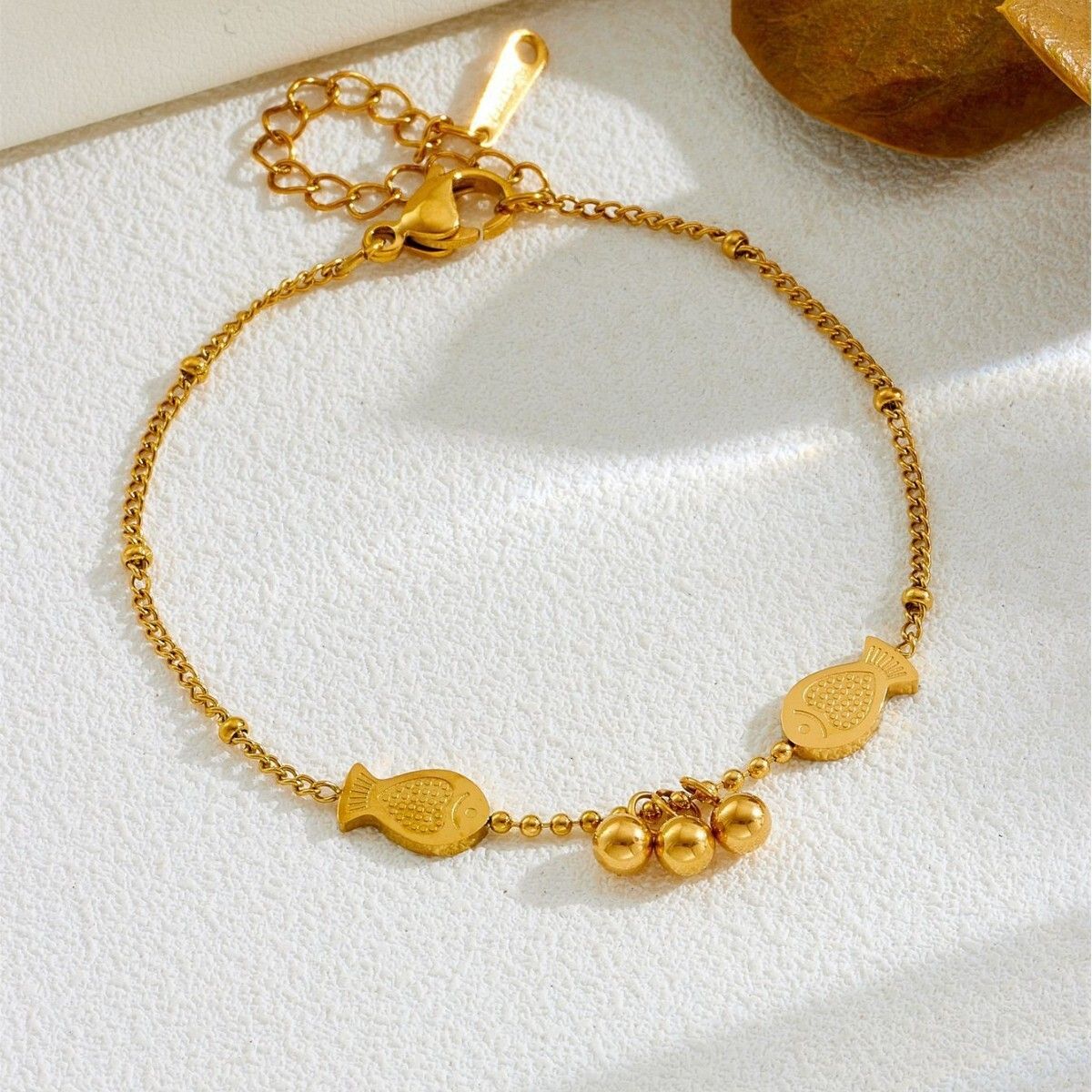 MYKI Gold-Plated Fish Charm Bracelet(MKBRAD844G-SSYI)