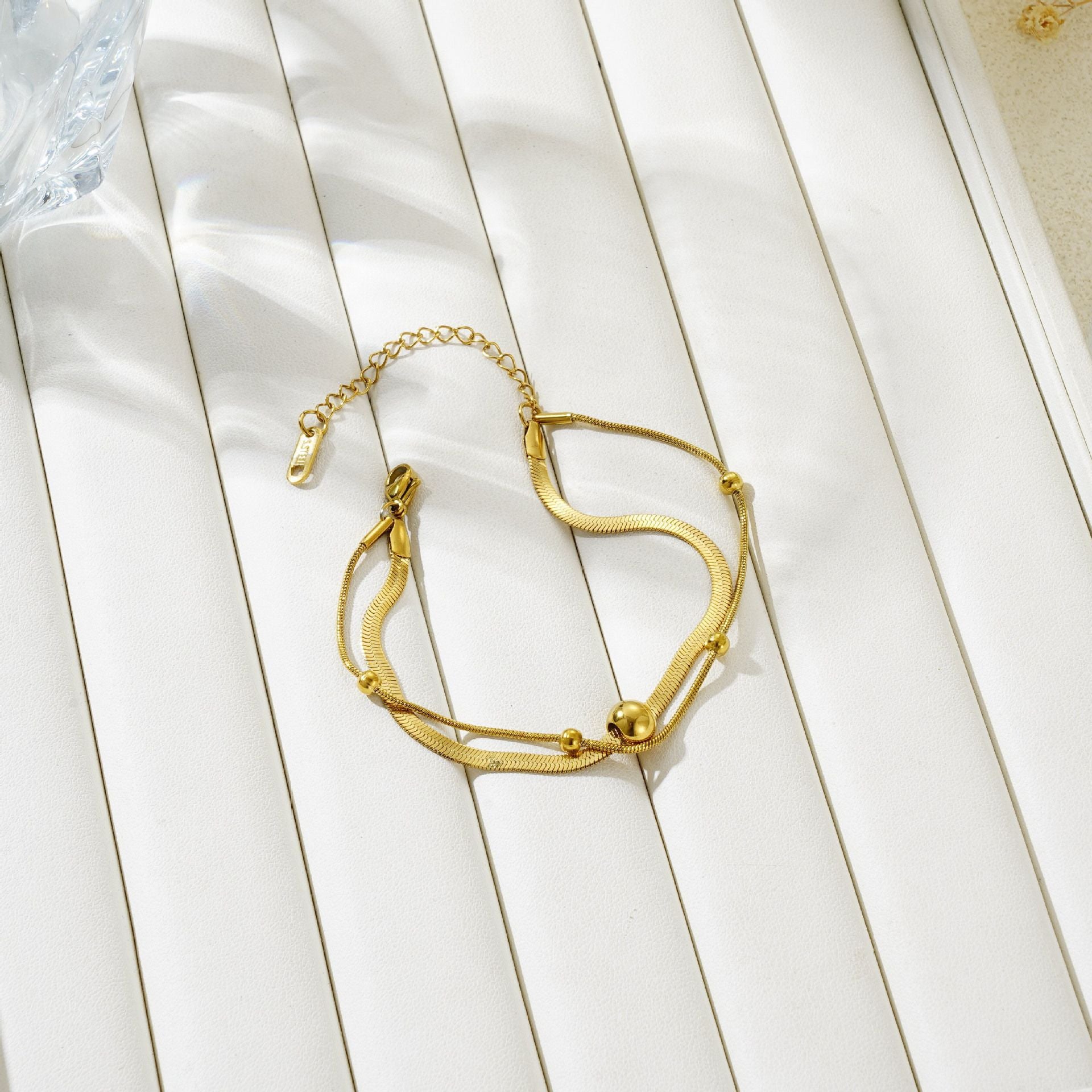 MYKI Gold-Plated Dual Bead Minimal Bracelet(MKBRAD845G-SSYI)