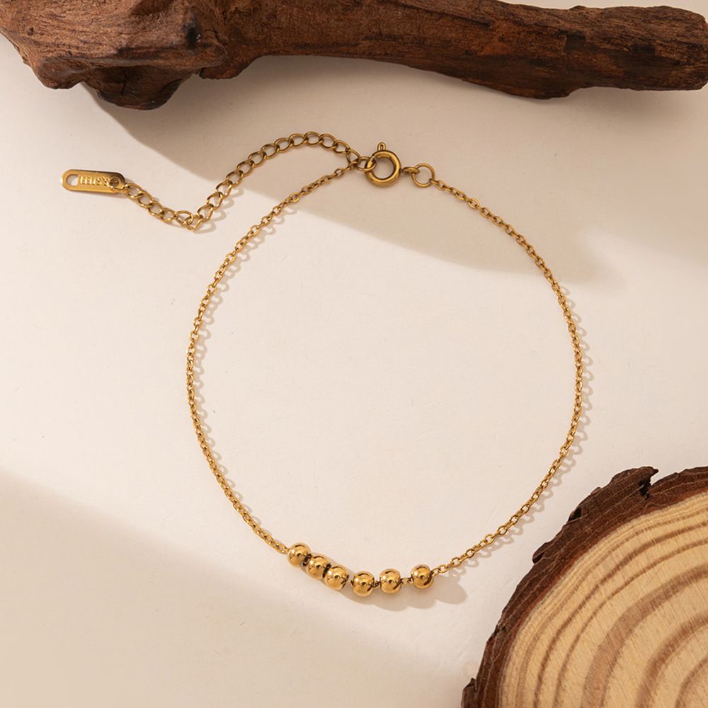 MYKI Gold-Plated Dainty Bead Line Bracelet(MKBRAD847G-SSYI)