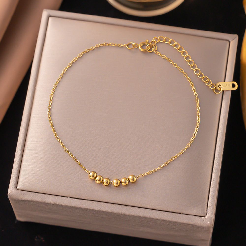 MYKI Gold-Plated Dainty Bead Line Bracelet(MKBRAD847G-SSYI)