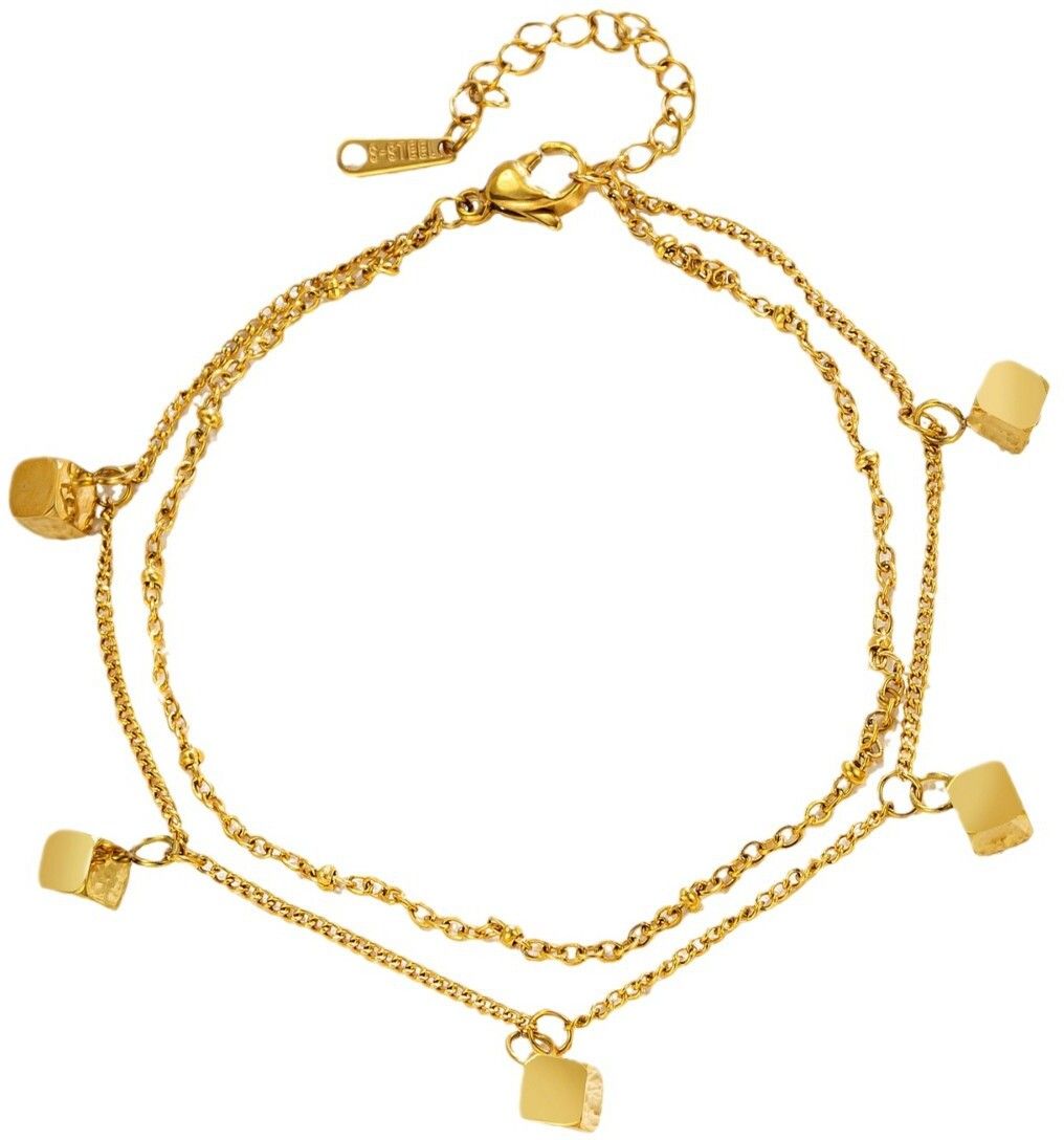 MYKI Gold-Plated Cube Charm Layered Bracelet(MKBRAD848G-SSYI)