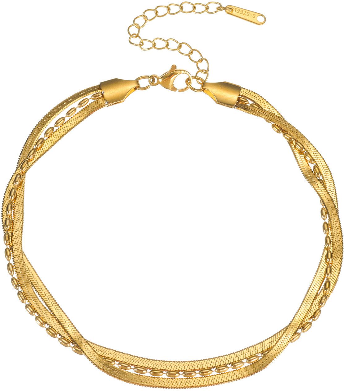 MYKI Gold-Plated Multi-Layer Herringbone Bracelet(MKBRAD850G-SSYI)