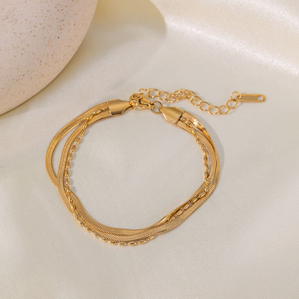 MYKI Gold-Plated Multi-Layer Herringbone Bracelet(MKBRAD850G-SSYI)