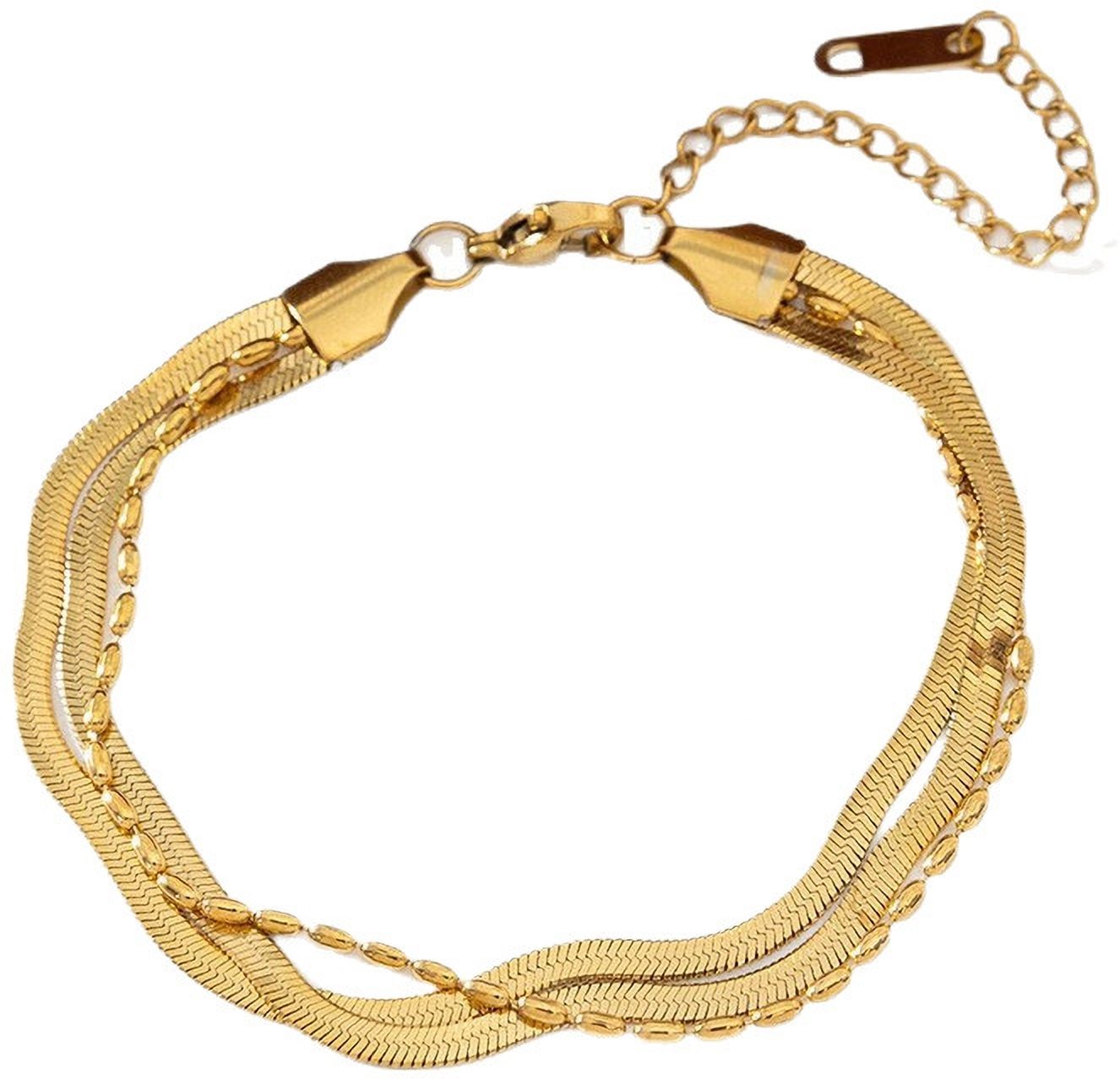 MYKI Gold-Plated Multi-Layer Herringbone Bracelet(MKBRAD850G-SSYI)