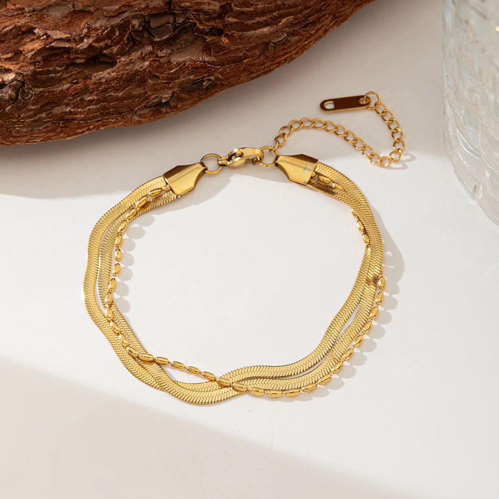 MYKI Gold-Plated Multi-Layer Herringbone Bracelet(MKBRAD850G-SSYI)