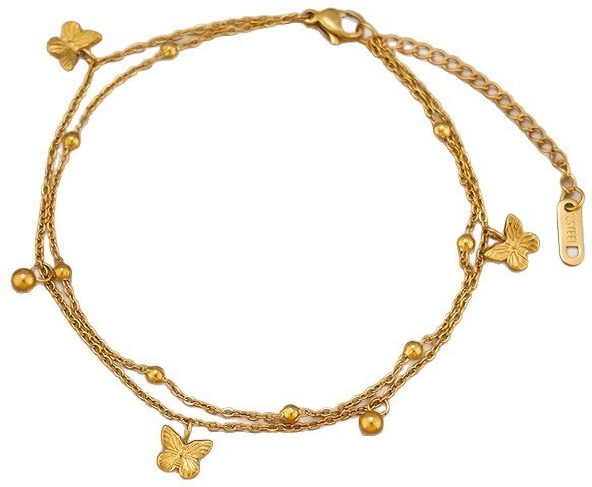MYKI Gold-Plated Butterfly Charm Layered Bracelet(MKBRAD852G-SSYI)