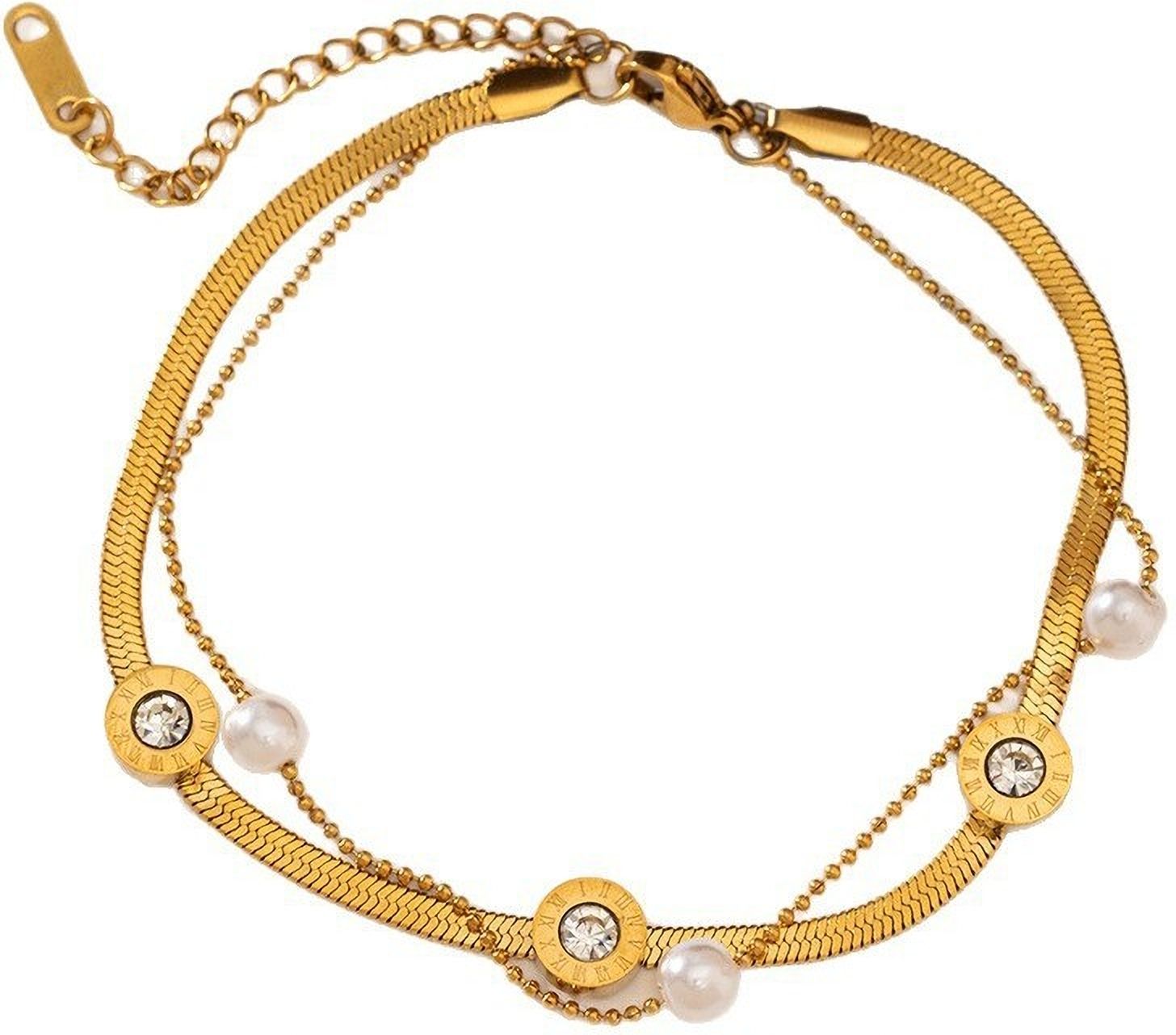 MYKI Gold-Plated Pearl & Crystal Accent Bracelet(MKBRAD853G-SSYI)