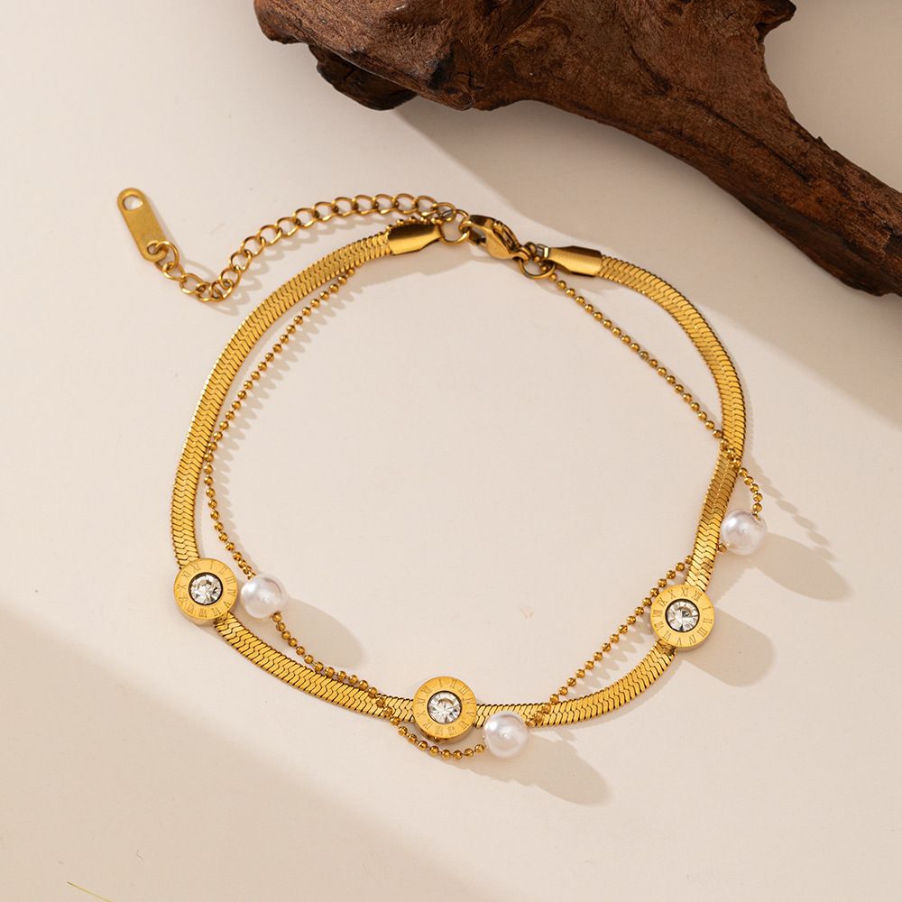 MYKI Gold-Plated Pearl & Crystal Accent Bracelet(MKBRAD853G-SSYI)