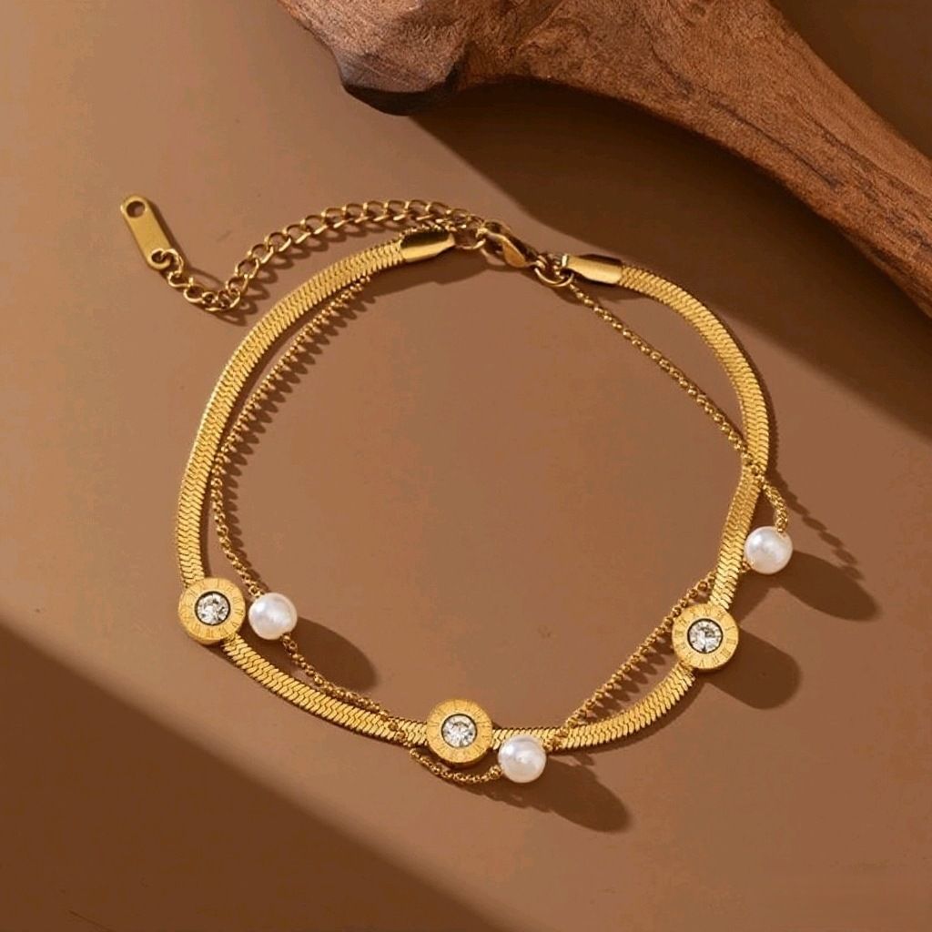 MYKI Gold-Plated Pearl & Crystal Accent Bracelet(MKBRAD853G-SSYI)
