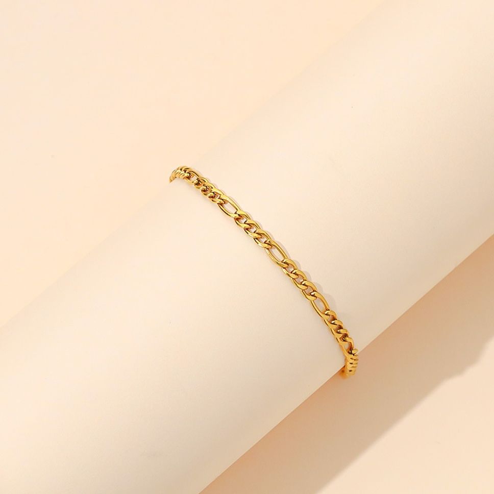 MYKI Gold-Plated Figaro Chain Minimal Bracelet(MKBRAD856G-SSYI)