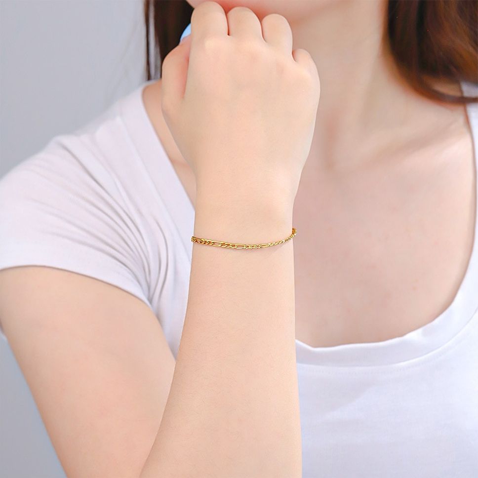 MYKI Gold-Plated Figaro Chain Minimal Bracelet(MKBRAD856G-SSYI)