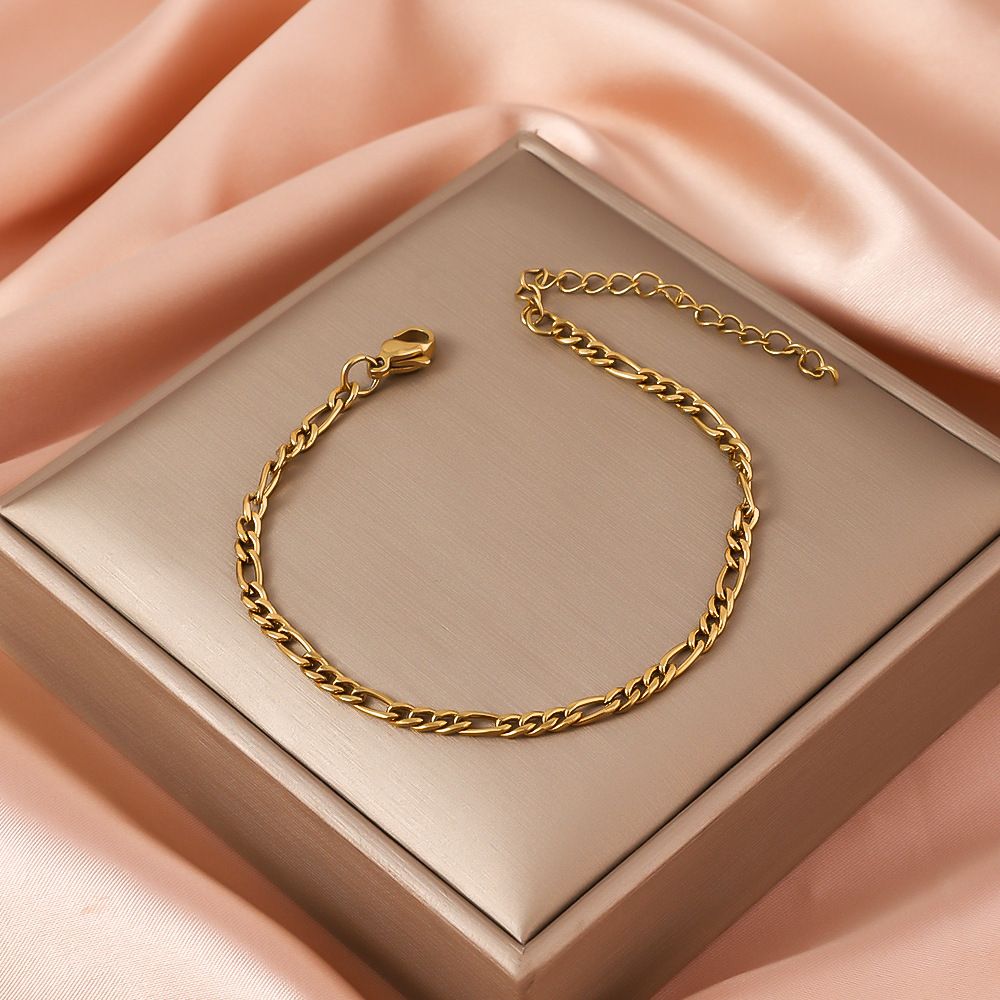 MYKI Gold-Plated Figaro Chain Minimal Bracelet(MKBRAD856G-SSYI)