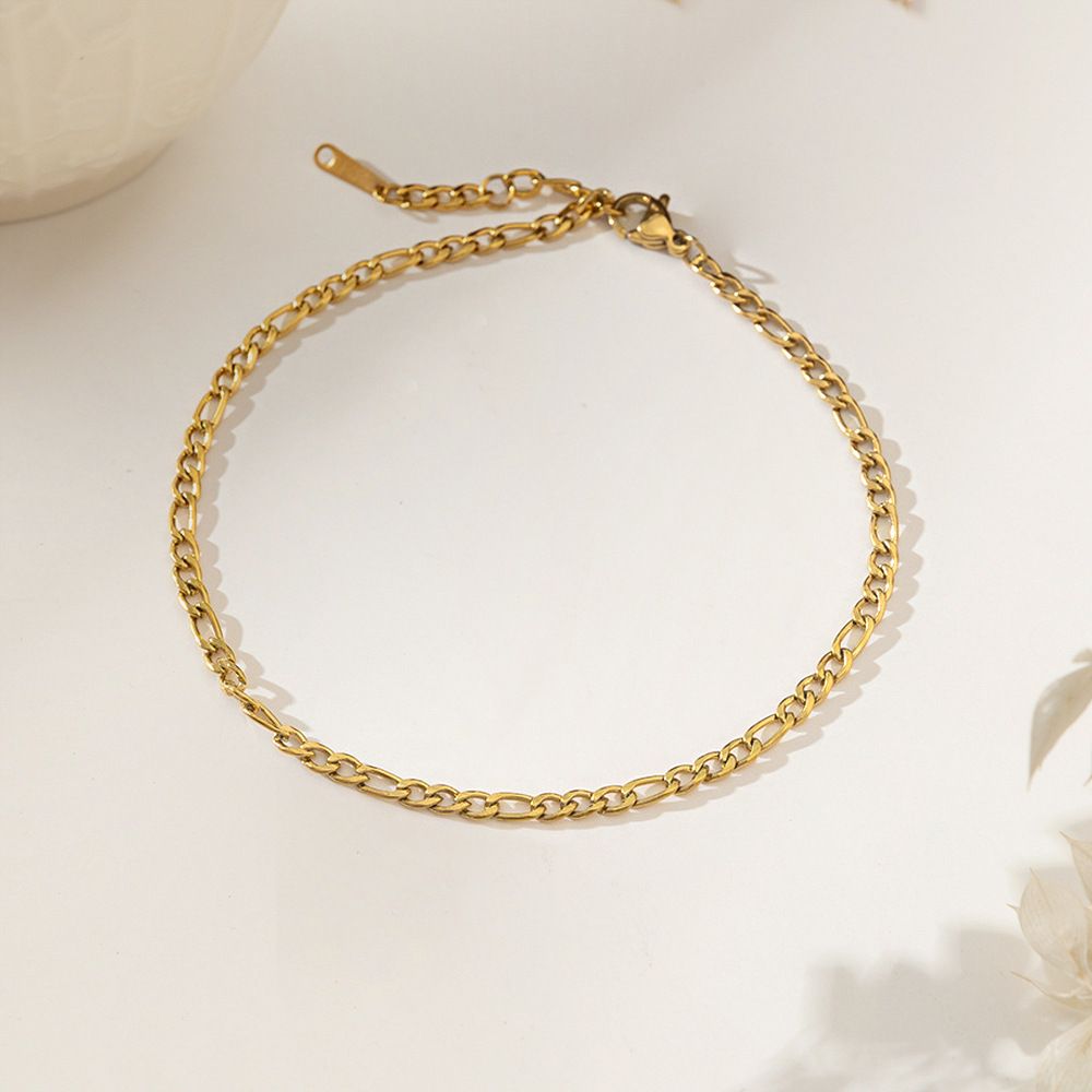 MYKI Gold-Plated Figaro Chain Minimal Bracelet(MKBRAD856G-SSYI)