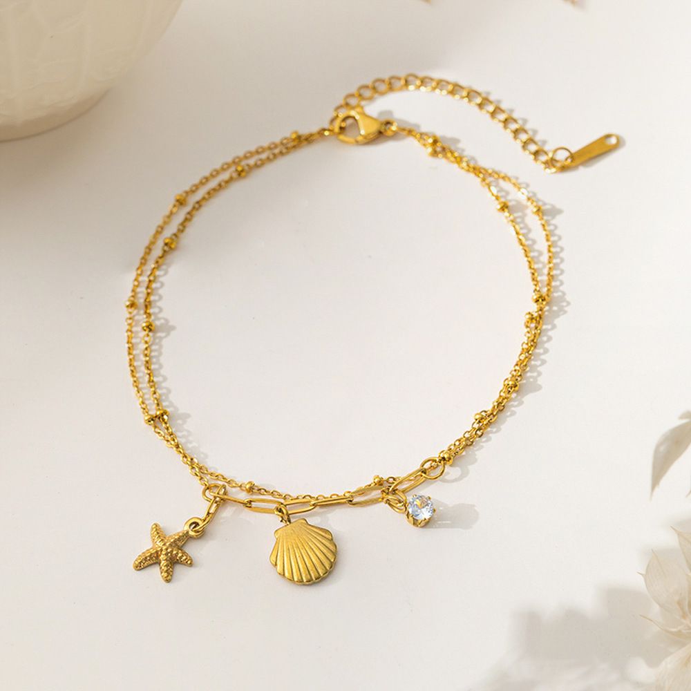 MYKI Gold-Plated Seashell Starfish Ocean Bracelet(MKBRAD859G-SSYI)