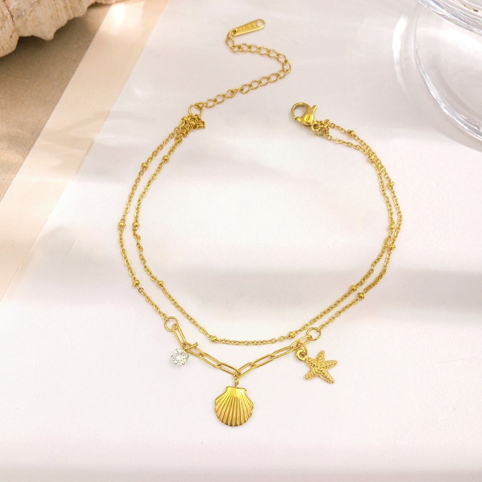 MYKI Gold-Plated Seashell Starfish Ocean Bracelet(MKBRAD859G-SSYI)