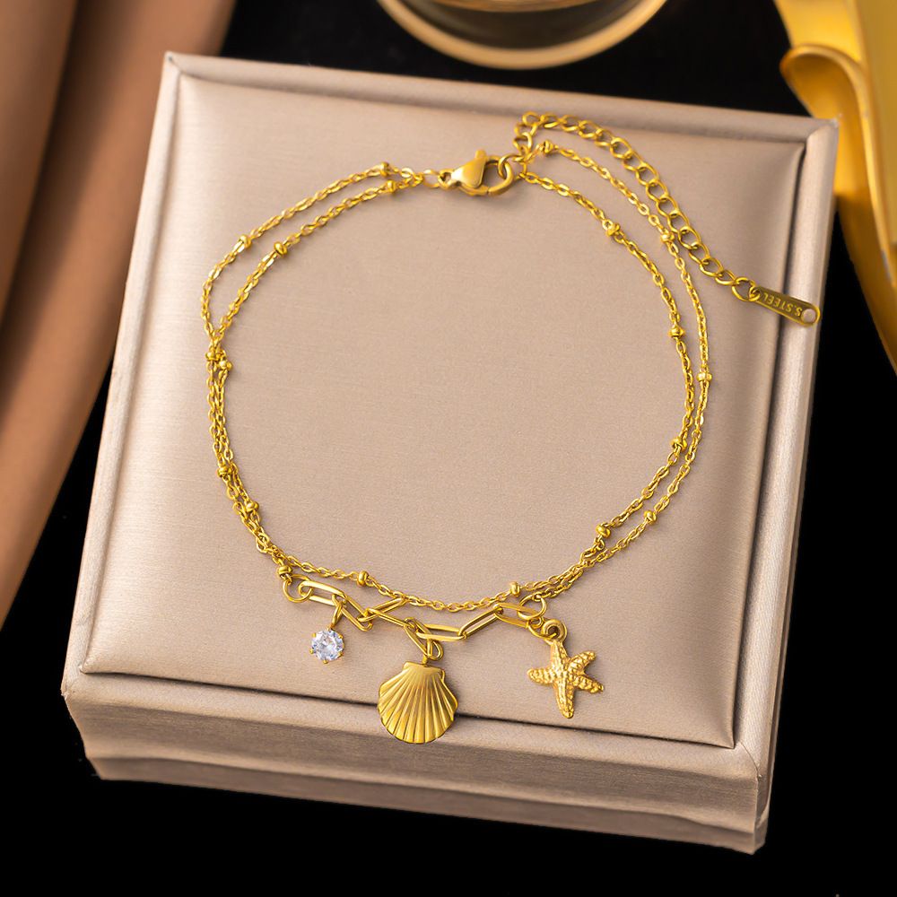 MYKI Gold-Plated Seashell Starfish Ocean Bracelet(MKBRAD859G-SSYI)
