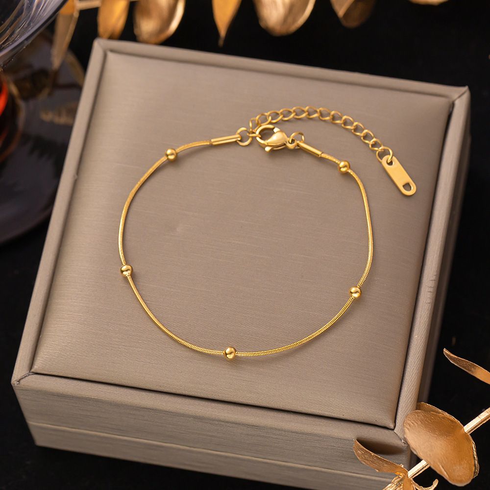 MYKI Gold-Plated Beaded Snake Chain Bracelet(MKBRAD860G-SSYI)