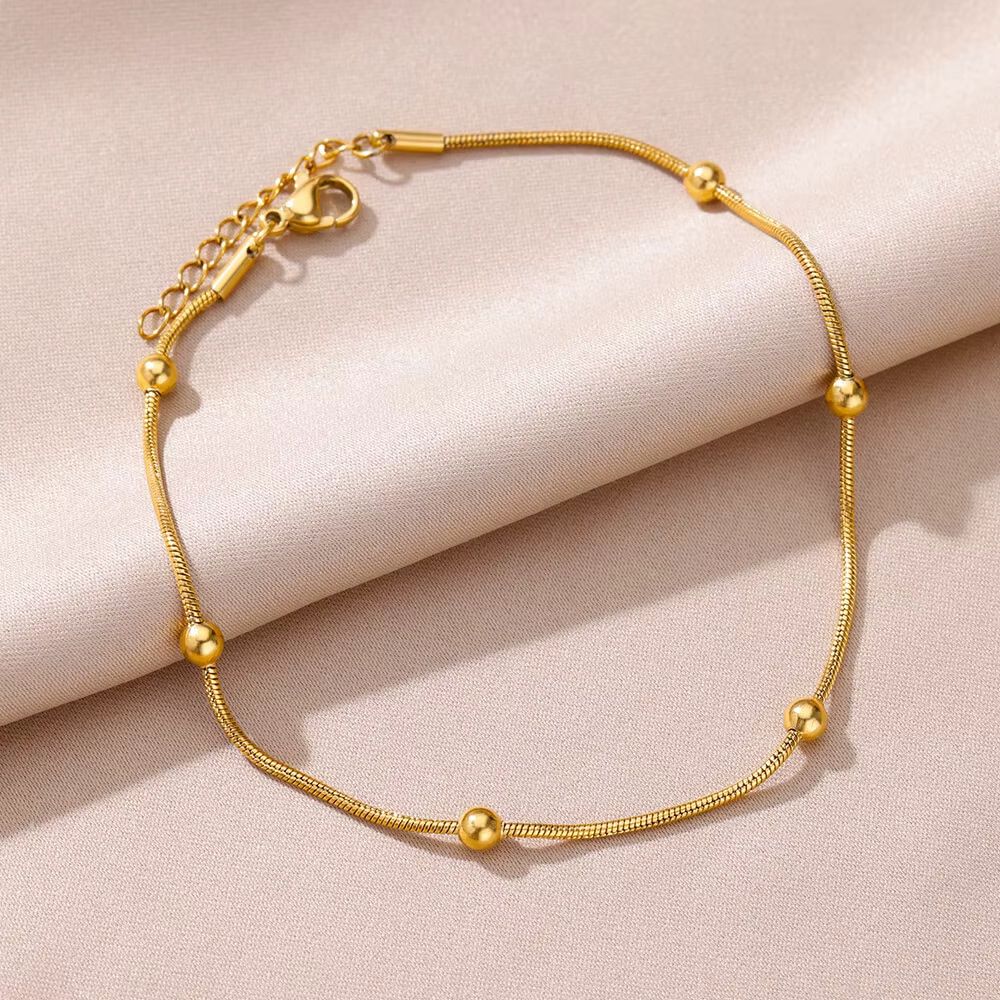 MYKI Gold-Plated Beaded Snake Chain Bracelet(MKBRAD860G-SSYI)
