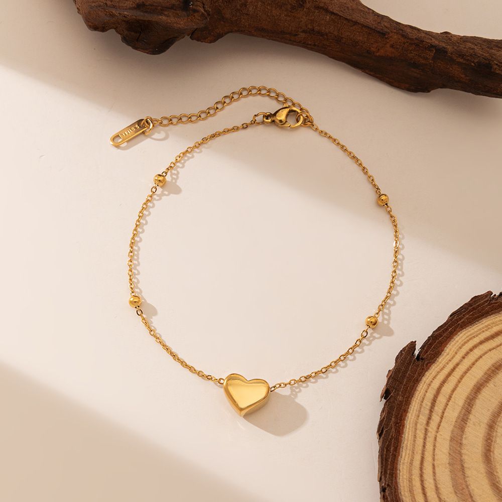 MYKI Gold-Plated Puffy Heart Charm Bracelet(MKBRAD861G-SSYI)