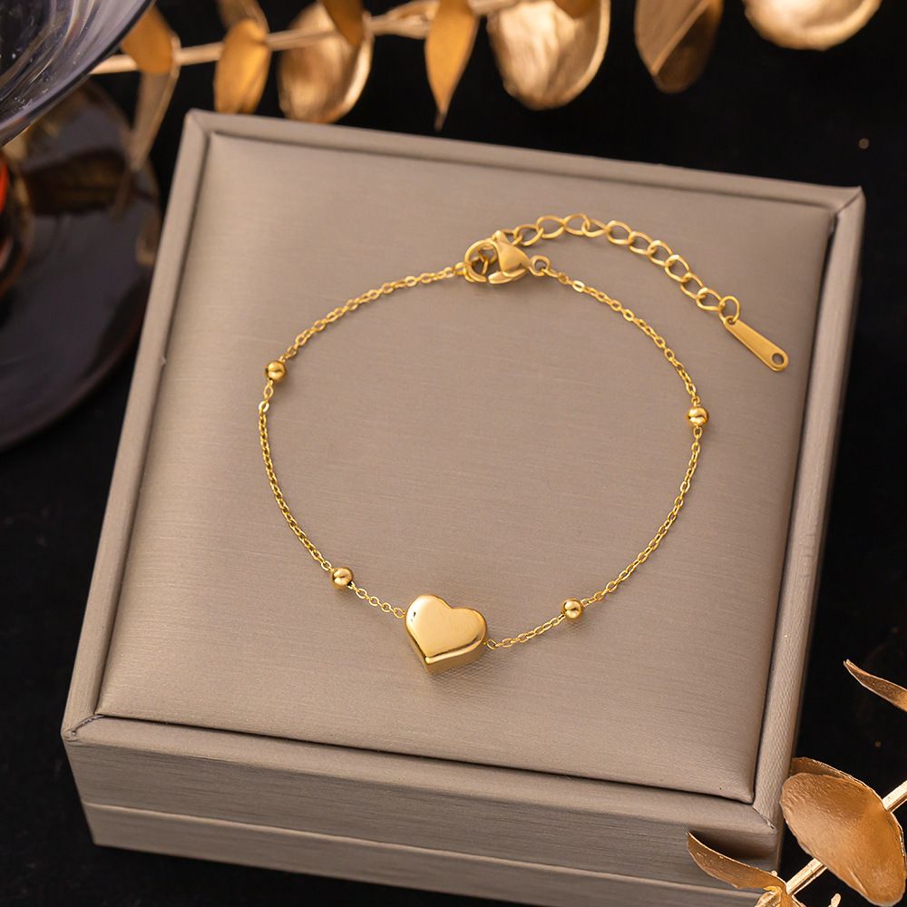 MYKI Gold-Plated Puffy Heart Charm Bracelet(MKBRAD861G-SSYI)