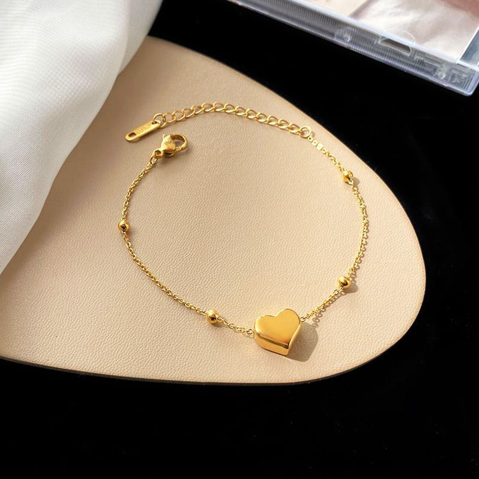 MYKI Gold-Plated Puffy Heart Charm Bracelet(MKBRAD861G-SSYI)