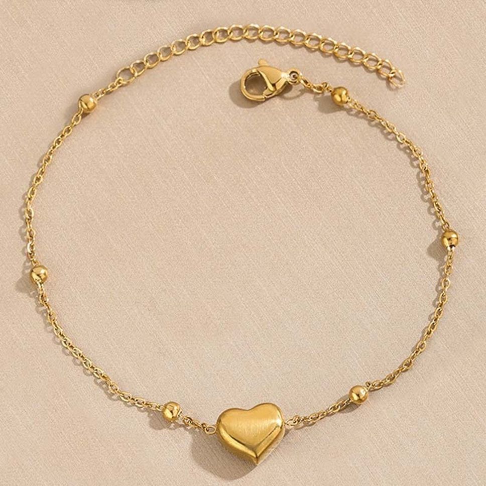 MYKI Gold-Plated Puffy Heart Charm Bracelet(MKBRAD861G-SSYI)
