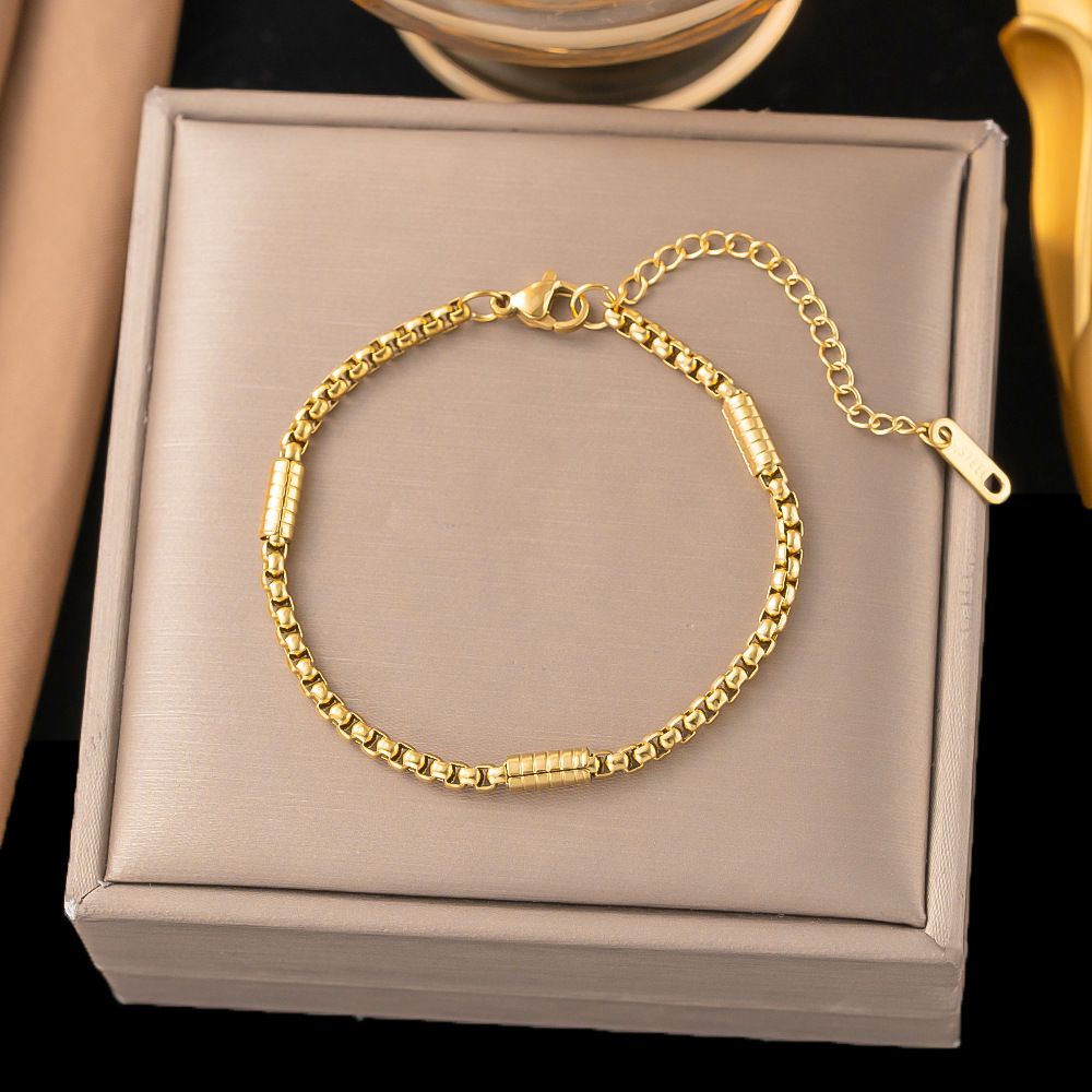 MYKI Gold-Plated Box Link Minimal Bracelet(MKBRAD862G-SSYI)