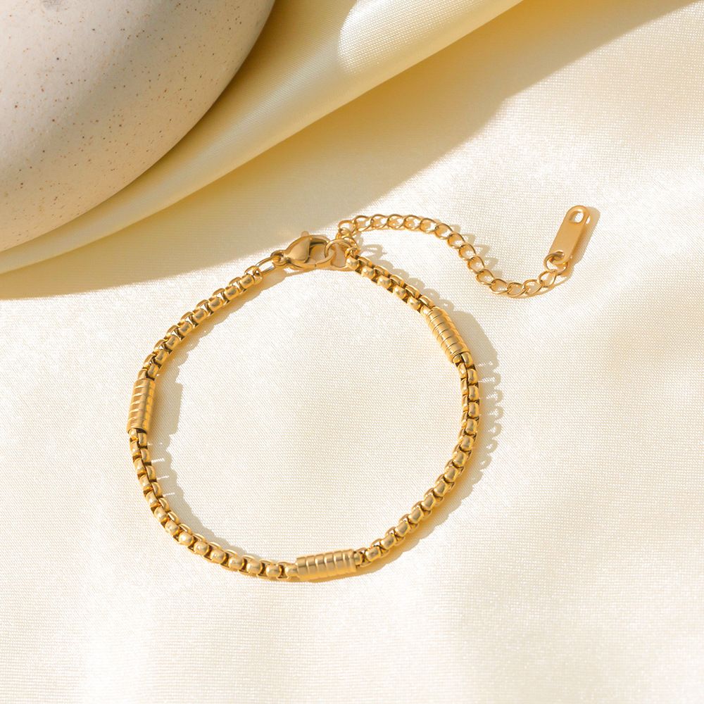 MYKI Gold-Plated Box Link Minimal Bracelet(MKBRAD862G-SSYI)
