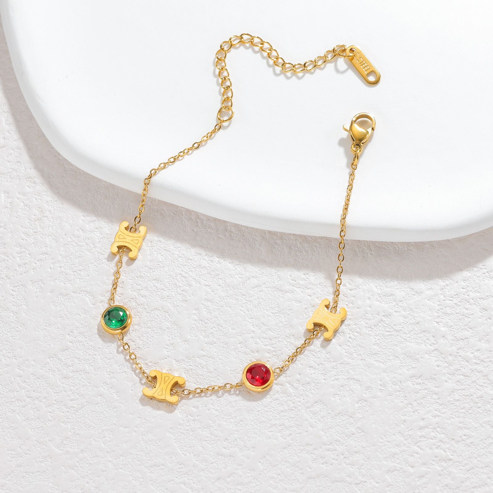 MYKI Gold-Plated Dual Stone Charm Bracelet(MKBRAD863G-SSYI)