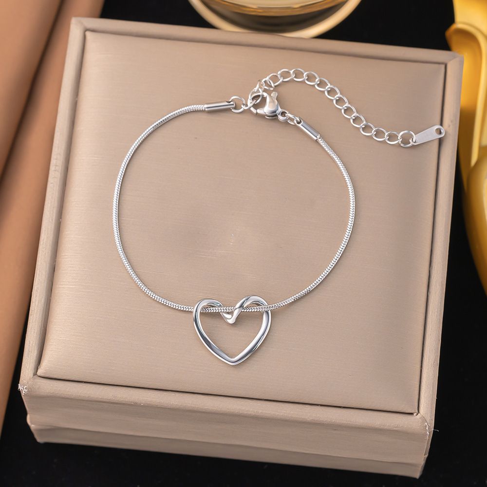 MYKI Open Heart Snake Chain Bracelet(MKBRAD864-SSYI)