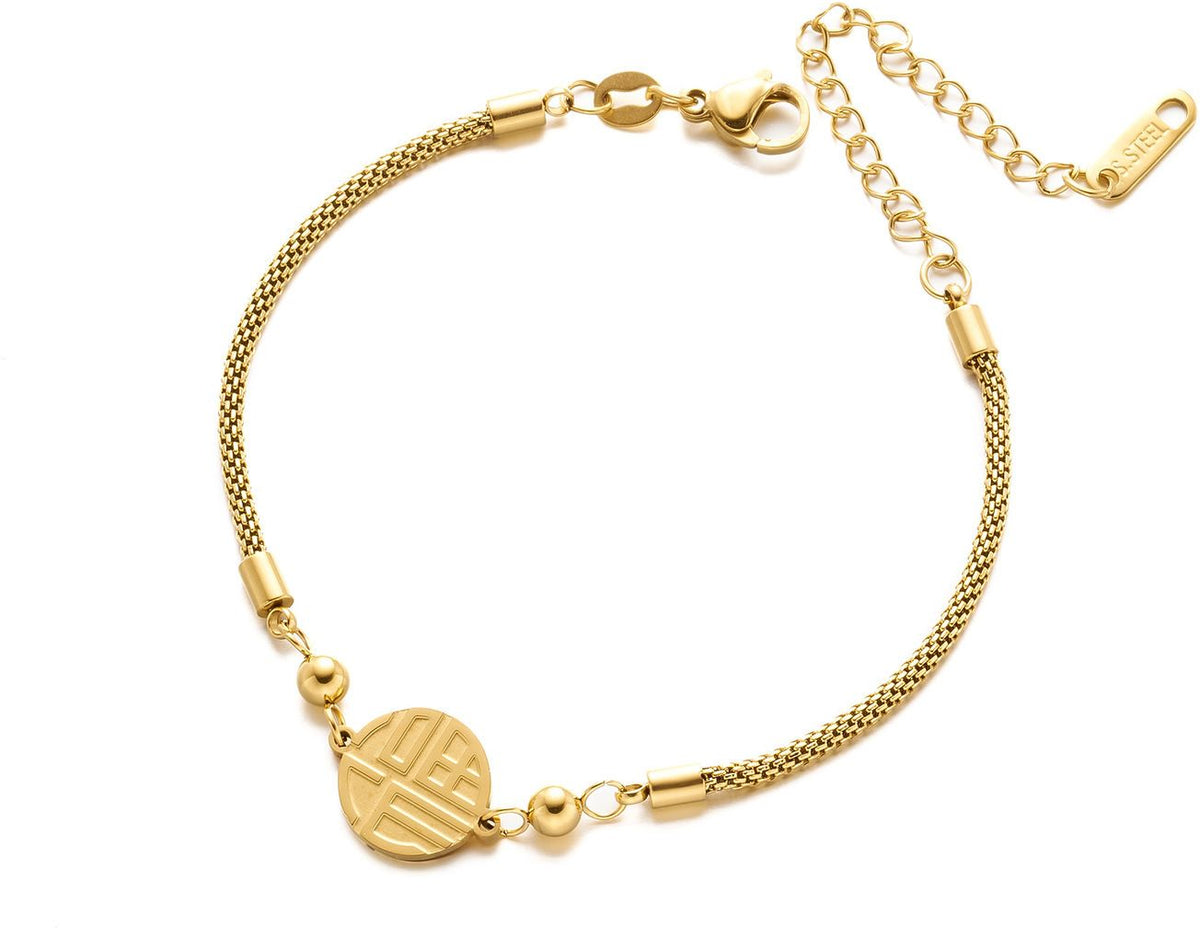 MYKI Gold-Plated Oriental Symbol Bracelet – Lucky Harmony Theme| MYKI(MKBRAD871G-SSYI)
