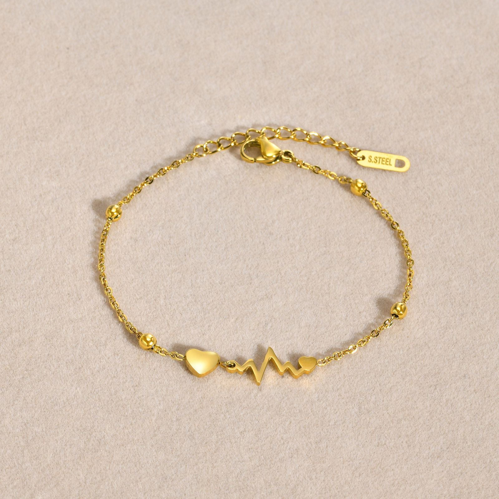 MYKI Gold-Plated Heartbeat & Heart Bracelet – Love Pulse Theme| MYKI(MKBRAD872G-SSYI)