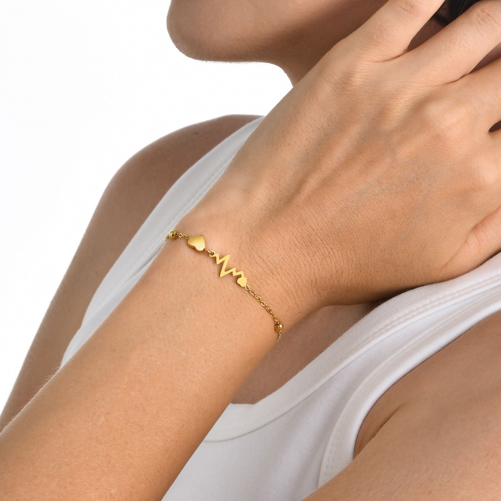 MYKI Gold-Plated Heartbeat & Heart Bracelet – Love Pulse Theme| MYKI(MKBRAD872G-SSYI)