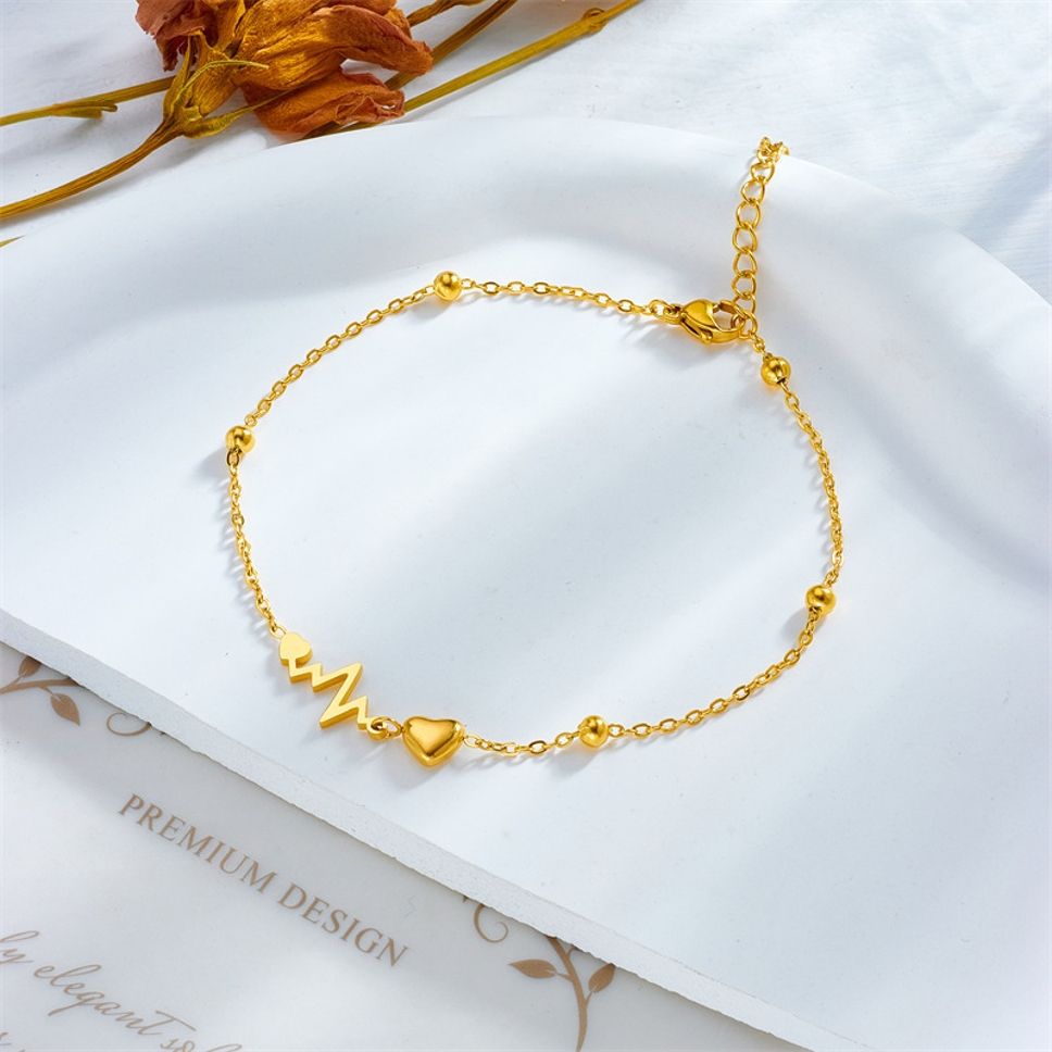 MYKI Gold-Plated Heartbeat & Heart Bracelet – Love Pulse Theme| MYKI(MKBRAD872G-SSYI)