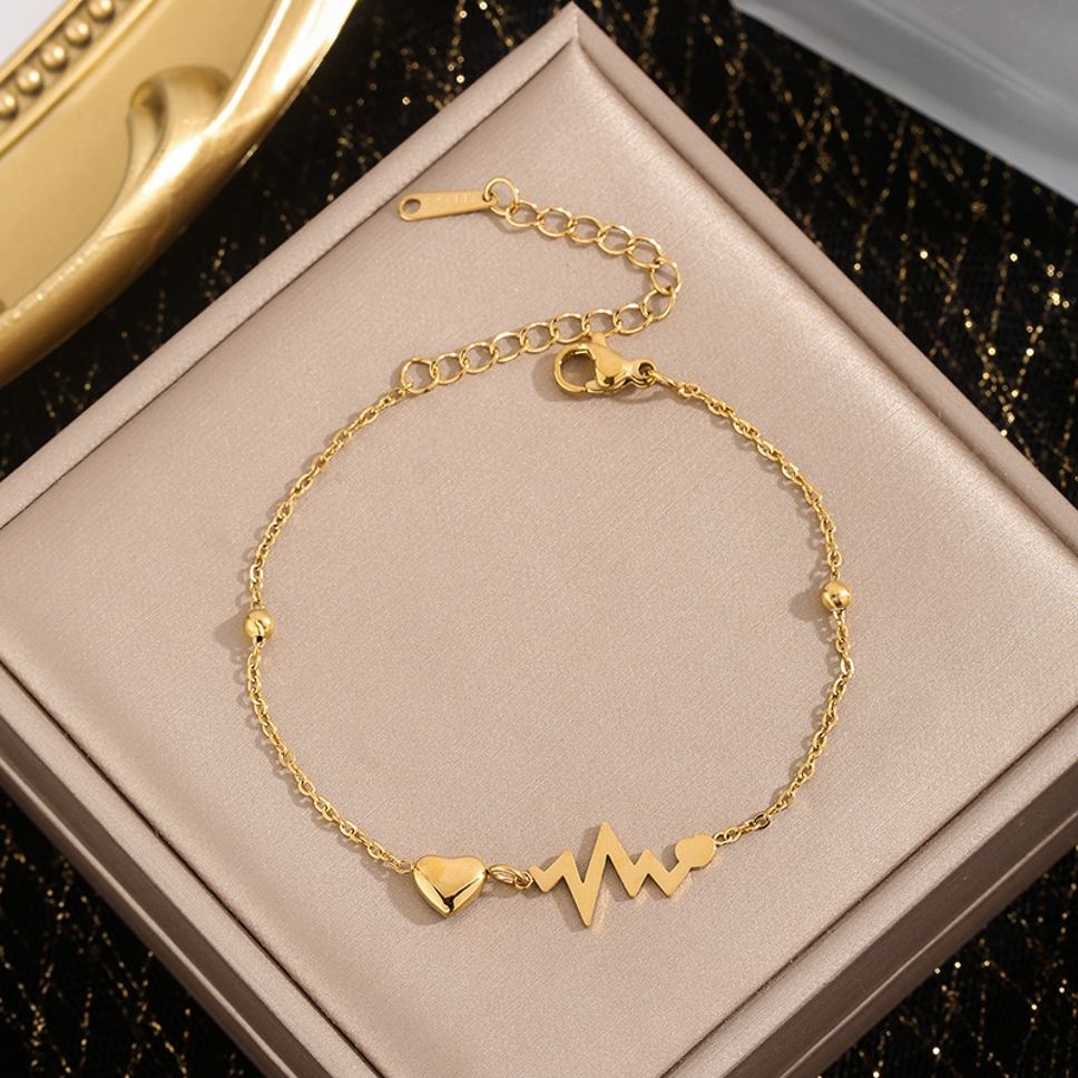 MYKI Gold-Plated Heartbeat & Heart Bracelet – Love Pulse Theme| MYKI(MKBRAD872G-SSYI)