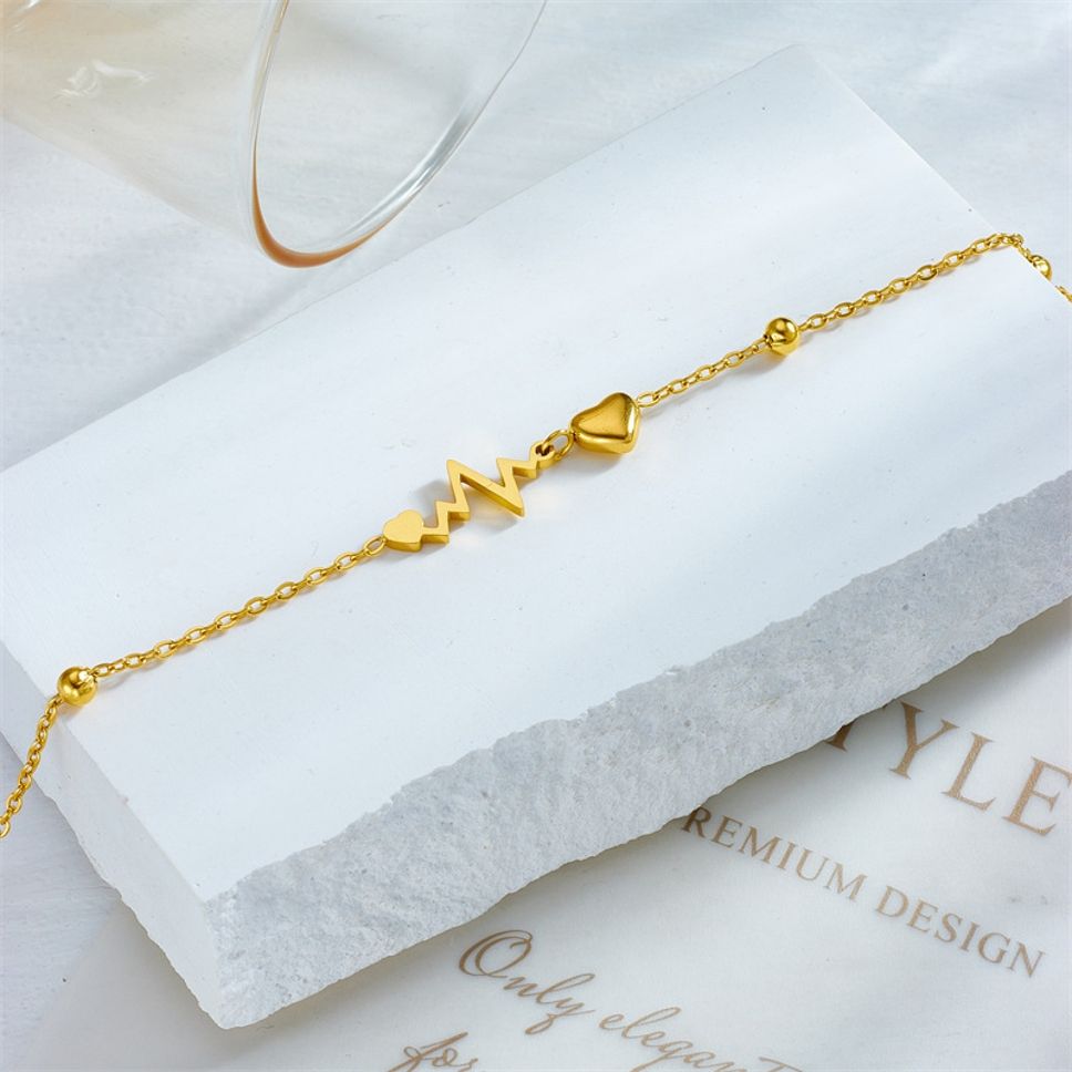 MYKI Gold-Plated Heartbeat & Heart Bracelet – Love Pulse Theme| MYKI(MKBRAD872G-SSYI)