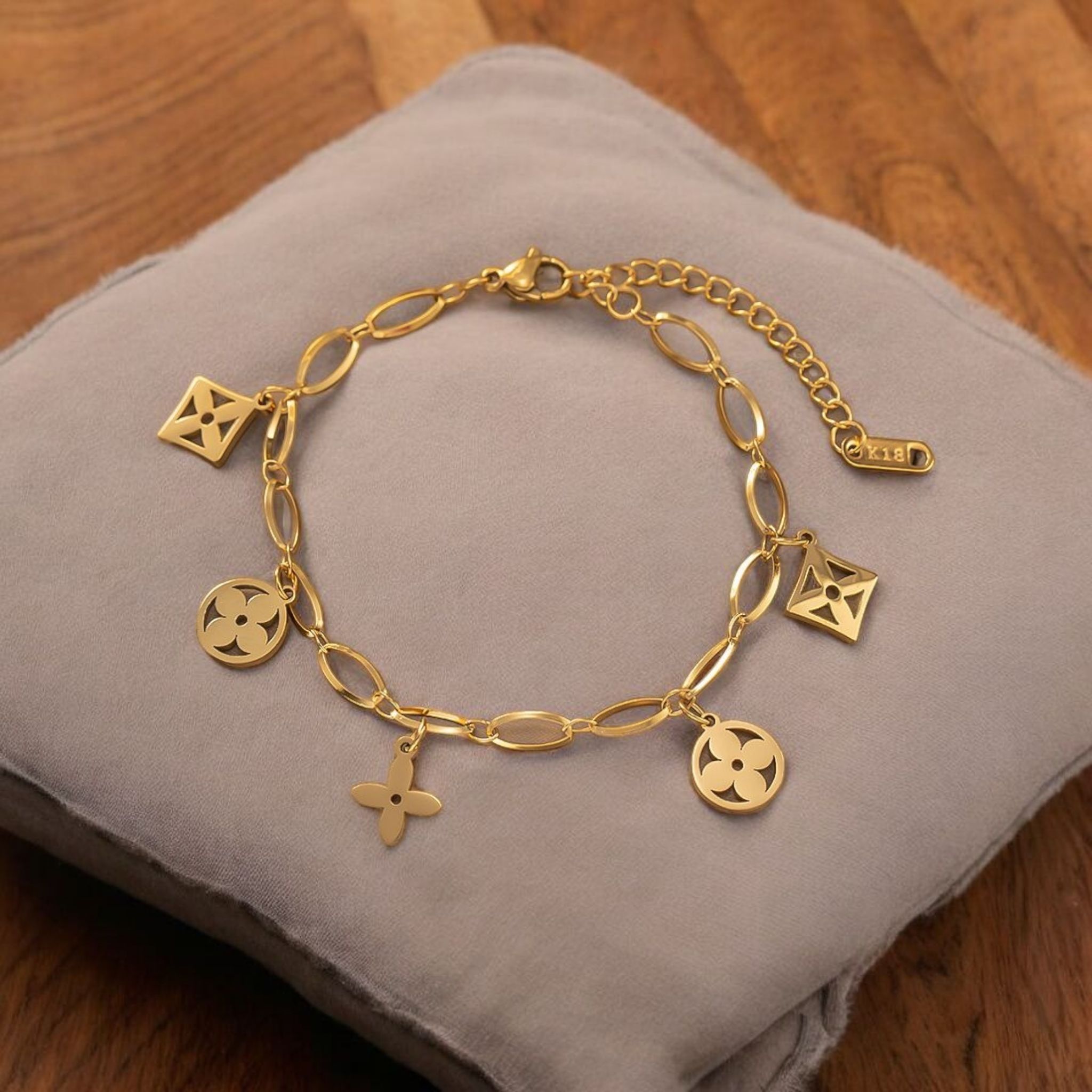 MYKI Gold-Plated Geometric Shapes Charm Bracelet – Modern Symbol Theme| MYKI(MKBRAD874G-SSYI)