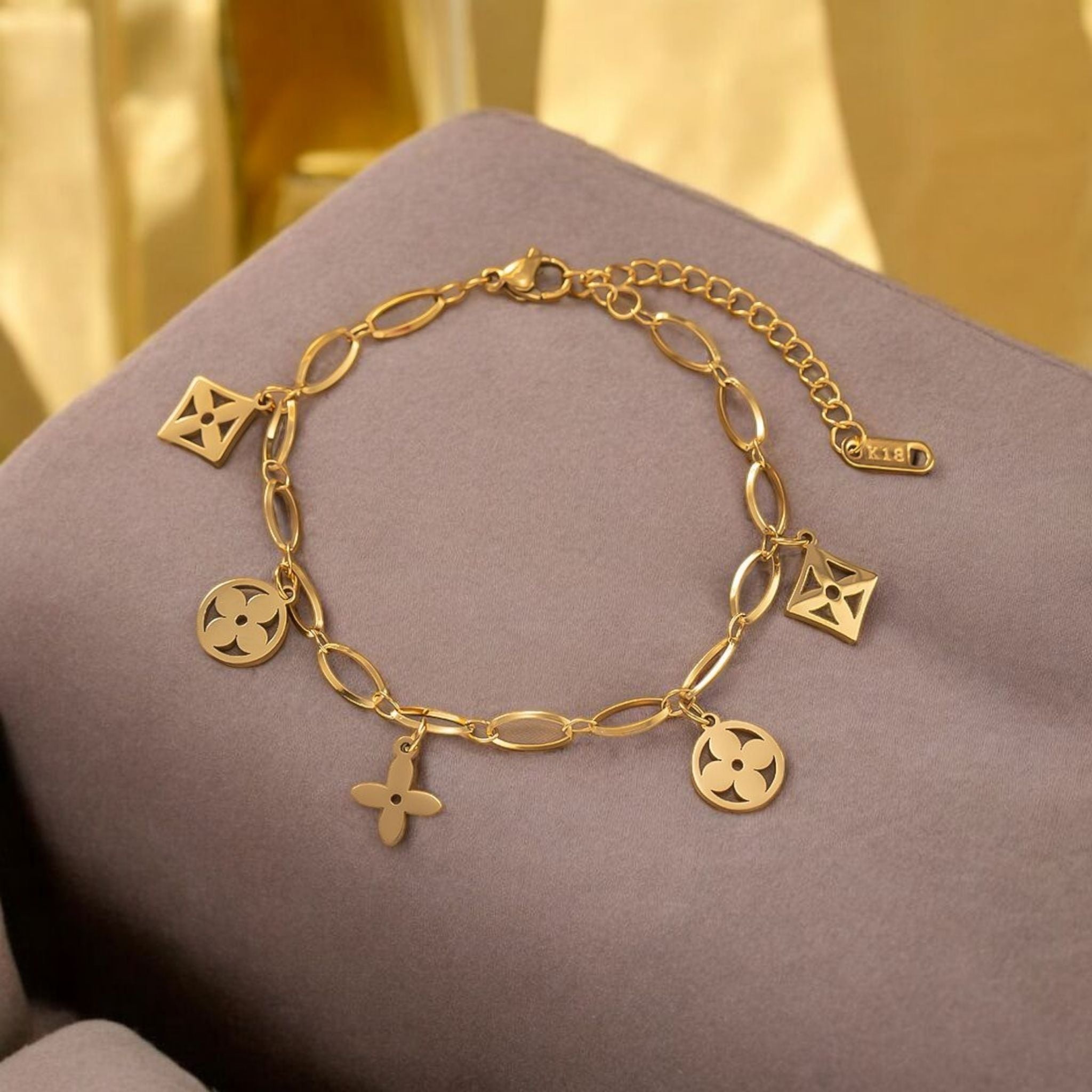 MYKI Gold-Plated Geometric Shapes Charm Bracelet – Modern Symbol Theme| MYKI(MKBRAD874G-SSYI)
