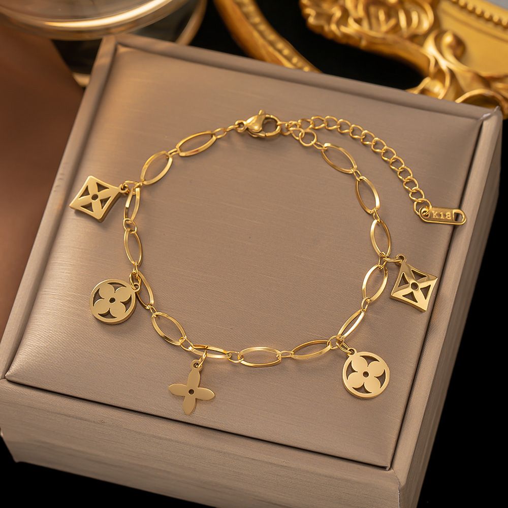 MYKI Gold-Plated Geometric Shapes Charm Bracelet – Modern Symbol Theme| MYKI(MKBRAD874G-SSYI)