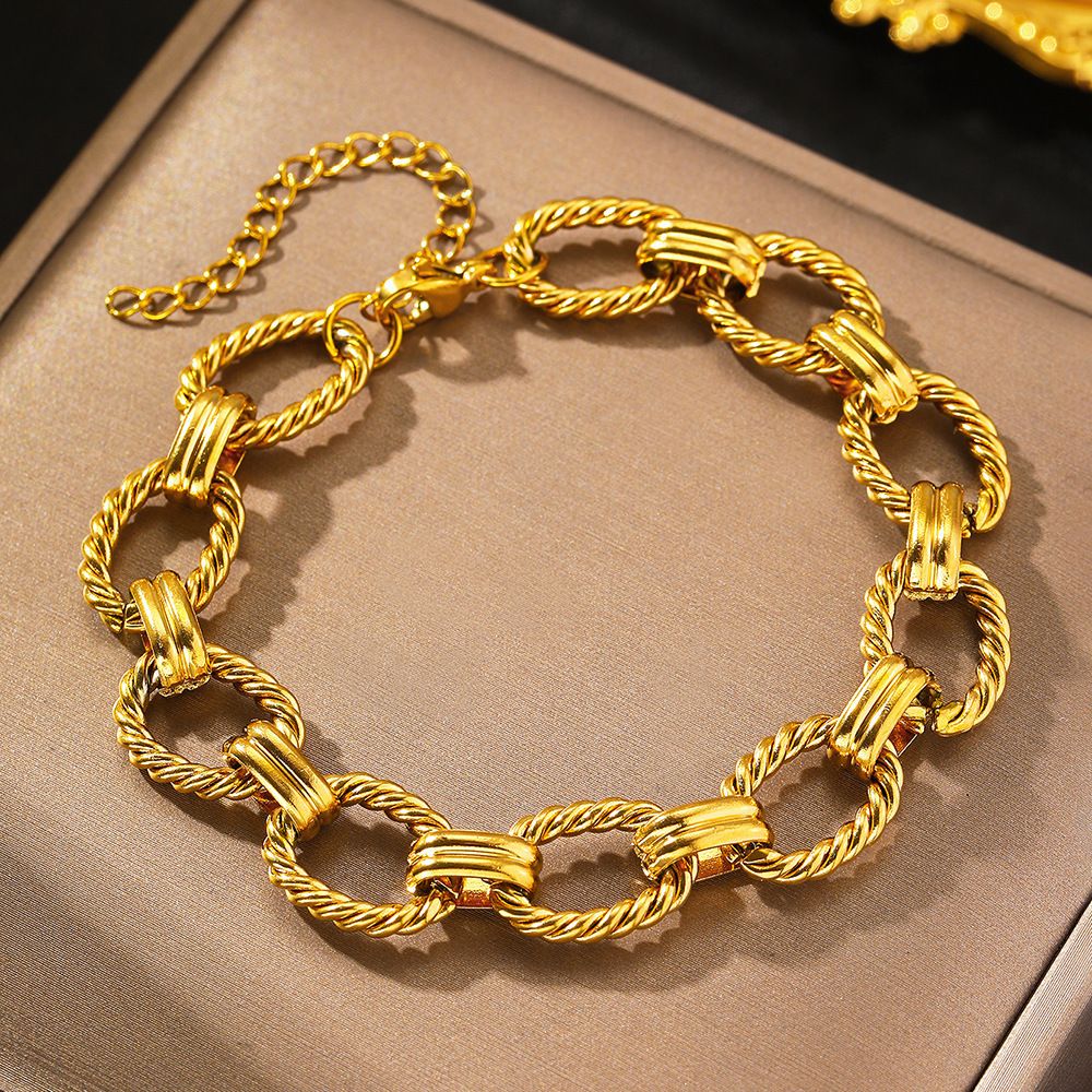 MYKI Twisted Oval Link Chain Bracelet – Anti-Tarnish Statement Design(MKBRAD877-SSYI)