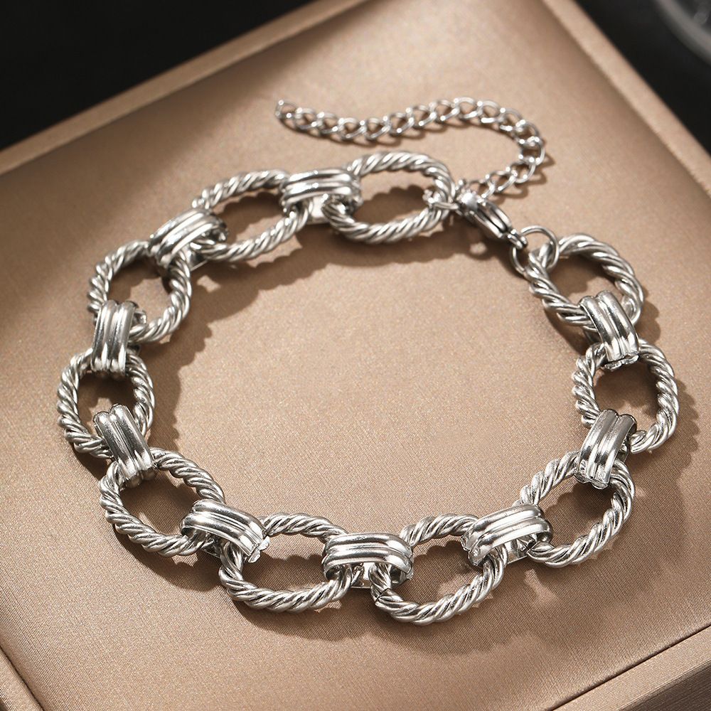 MYKI Twisted Oval Link Chain Bracelet – Anti-Tarnish Statement Design(MKBRAD877-SSYI)