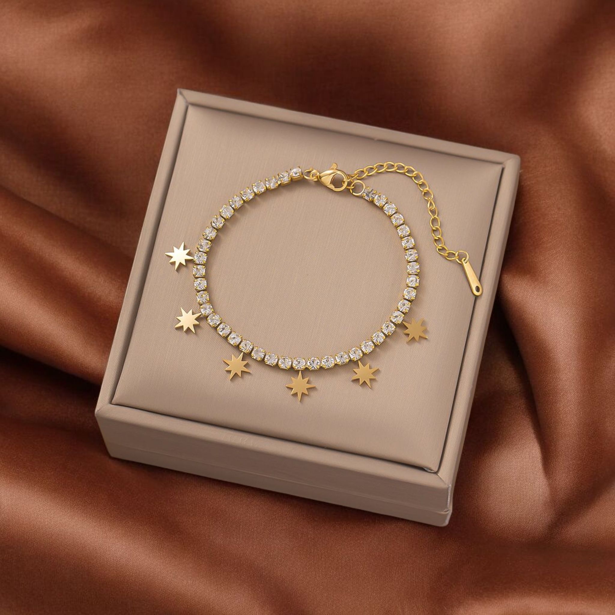 MYKI Star Charm Tennis Bracelet – Anti-Tarnish Sparkle Design(MKBRAD883-SSYI)