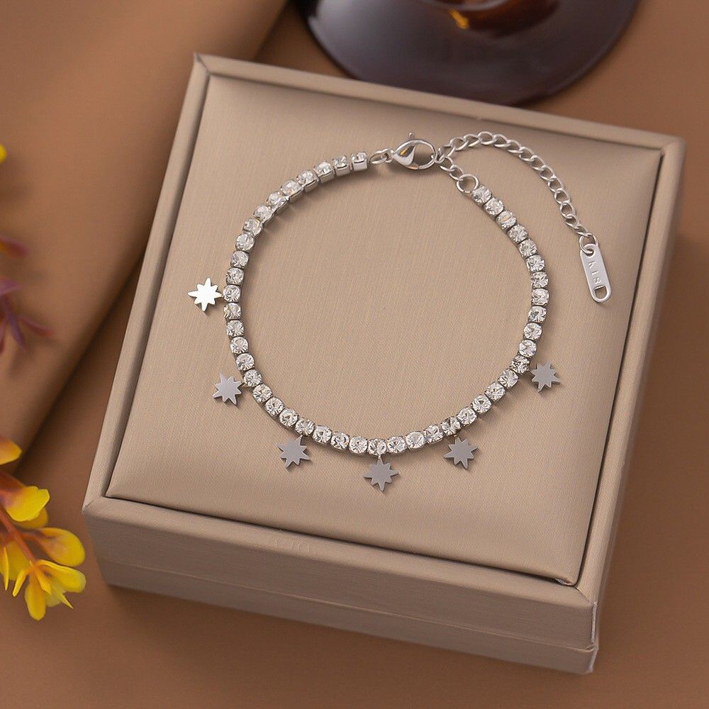 MYKI Star Charm Tennis Bracelet – Anti-Tarnish Sparkle Design(MKBRAD883-SSYI)
