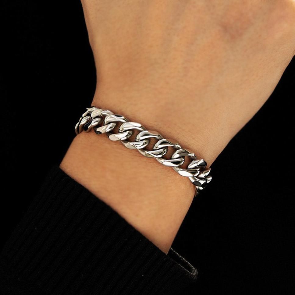 MYKI Bold & Sexy Personality Stud Chain Design Titanium Bracelet for Men (MKMBR116-162G)