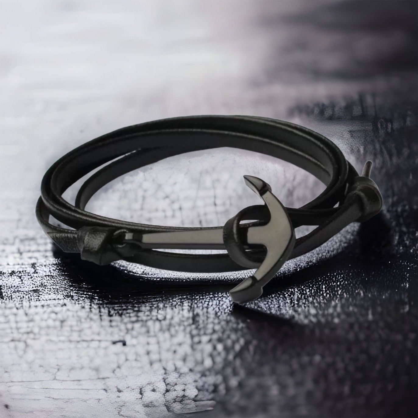 MYKI Stylish Leather Anchor Bracelet (MKMBR121)