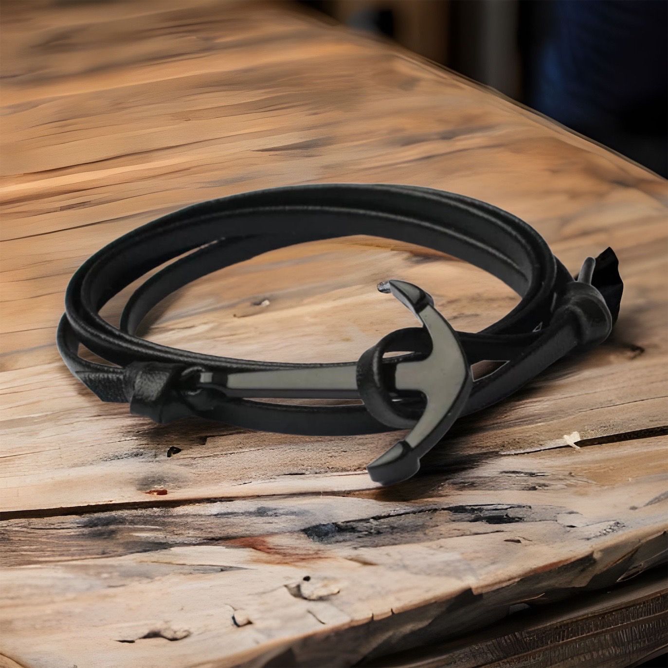 MYKI Stylish Leather Anchor Bracelet (MKMBR121)