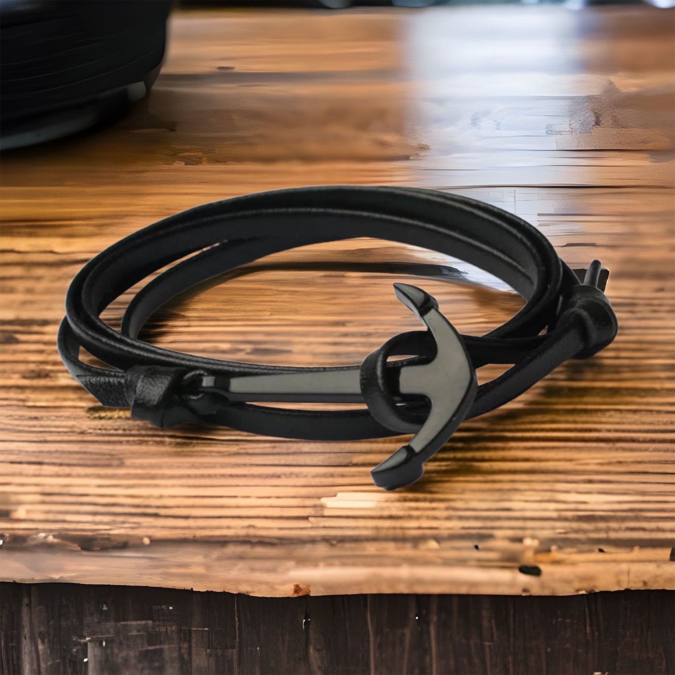 MYKI Stylish Leather Anchor Bracelet (MKMBR121)